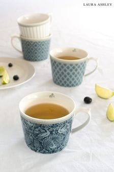 Laura Ashley Set of 4 Blue Tea Collectables Mugs