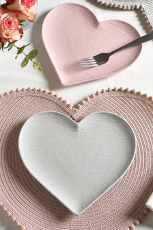 Set of 2 Pink Pink & Grey Heart Side Plates (M37226) | £14