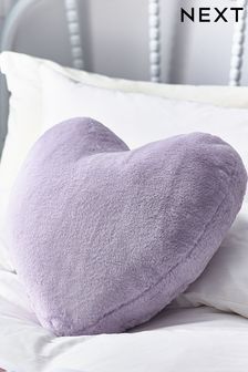 Lilac Purple Super Soft Heart Faux Fur Cushion