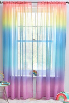 Multi Rainbow Ombre Slot Top Sheer Voile Curtains