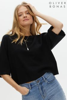Oliver Bonas Black Boxy Knitted Top