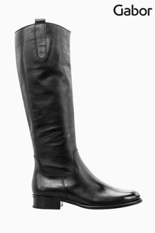 Gabor Black Brook Slim Calf Fit Leather Long Boots
