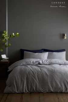 Content by Terence Conran Grey Fulham Jersey Stripe 200 Thread Count Cotton Duvet Cover and Pillowcase Set
