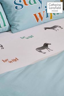 Catherine Lansfield White Stay Wild Zebra Fitted Sheet