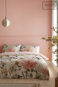 Bianca Pink Oriana Floral 400 Thread Count Cotton Duvet Cover and Pillowcase Set