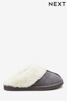 Grey Suede Mule Slippers (M40018) | £22