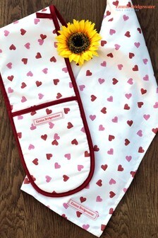 Emma Bridgewater Cream Pink Hearts Oven Glove & Tea Towel