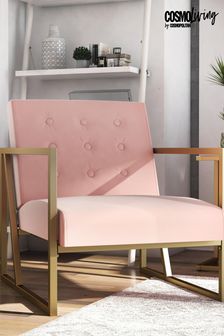CosmoLiving Pink Lexington Button Tufted Velvet Chair