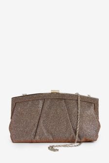 Pleated Detail Frame Clutch Bag With Across-Body Strap