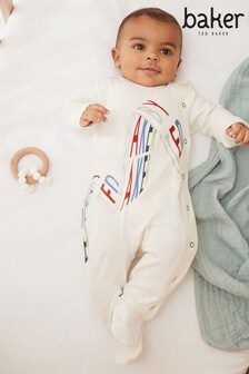 Baker by Ted Baker White Graphic Sleepsuit
