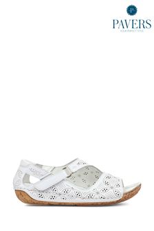 Pavers White Leather Flat Sandals (M41243) | £40