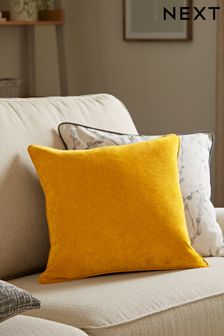 Ochre Yellow Soft Velour Small Square Cushion