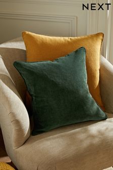 Bottle Green Soft Velour Small Square Cushion