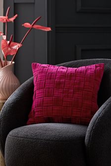Bright Pink Chunky Velvet Weave Cushion