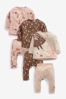 6 Pack Bunny Print Baby Tops And Leggings Set