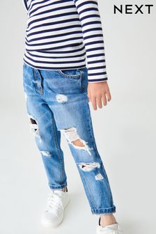 Bright Blue Distressed Mom Jeans (3-16yrs) (M42107) | £17 - £22