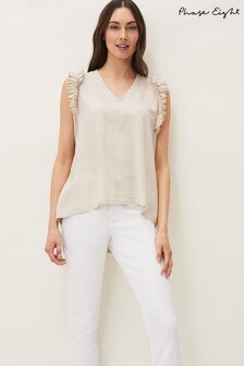 Phase Eight Neutral Syona Frill Linen Cami