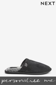 Black Personalised Slippers (M43568) | £18