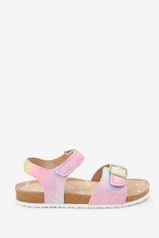 Pink Rainbow Glitter Standard Fit (F) Corkbed Sandals (M43869) | £17 - £23