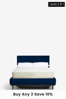 Swoon Opulent Velvet Navy Blue Klee Upholstered Bed Frame