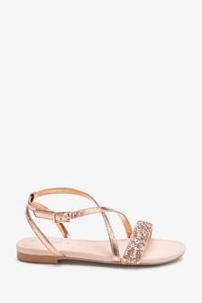 Rose Gold Pink Crystal Occasion Sandals (M43945) | £17 - £23