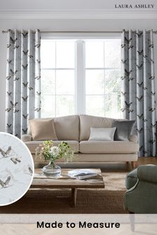 Grey Animalia Embroidered Made To Measure Curtains