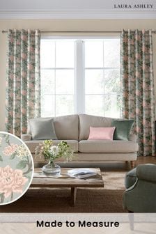 Laura Ashley Pink Tapestry Floral Chenille Made To Measure Curtains