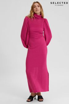 Selected Femme Pink Lightweight Levy Roll Neck Jumper Dress