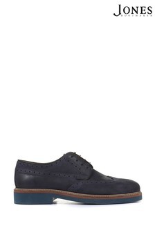Jones Bootmaker Navy Blue Lawson Lace-Up Leather Suede Brogues
