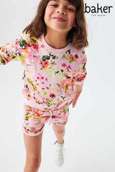 New Ted Baker Girls Butterfly Pink Top and Shorts Set Pyjamas Nightwear Age 6-7 