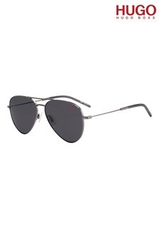 HUGO Silver/Grey Pilot Sunglasses