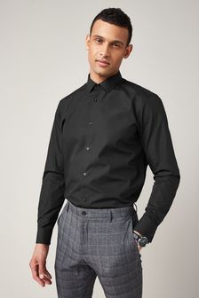 Black Regular Fit Double Cuff Easy Care Shirt (M47014) | £18