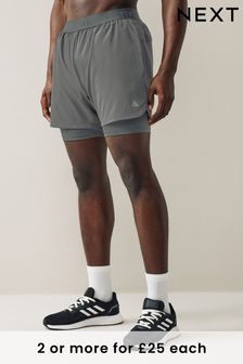 Grey 2-In-1 With Legging Active Gym & Running Shorts (M47499) | £26
