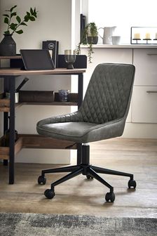 Monza Faux Leather Dark Grey Hamilton Black Base Office Chair
