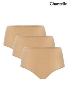 Chantelle Nude Soft Stretch High Waisted Briefs 3 Pack