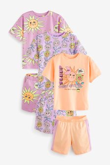 Lilac Purple Sunflower 3 Pack Longline Short Pyjamas (3-16yrs) (M48129) | £25 - £33