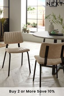 Set of 2 Arona Faux Leather Natural Aiden Dining Chairs (M48423) | £260