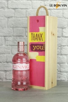 Thank you Pink Gin Wood Box Gift by Le Bon Vin