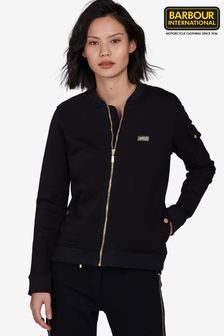 Barbour® International Black Zip Through Cotton Magna Sweatshirt Jacket