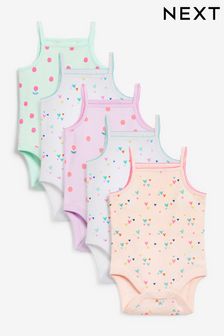 Bright 5 pack Strappy Vest Printed Baby Bodysuits (M49608) | £16 - £20
