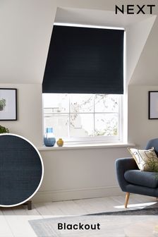 Navy Blue Ready Made Textured Blackout Blind (M49983) | £20 - £44
