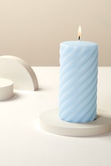 Blue Twisted Wax Pillar Candle