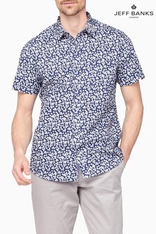 Jeff Banks Blue Short-Sleeve Flower Print Shirt
