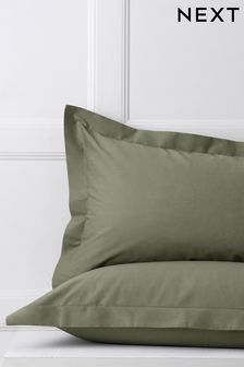 Set of 2 Olive Green Cotton Rich Pillowcases