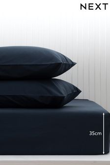 Ink Navy Blue Cotton Rich Deep Fitted Sheet