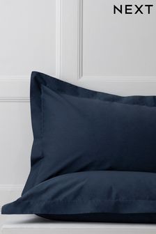 Set of 2 Ink Navy Blue Cotton Rich Pillowcases
