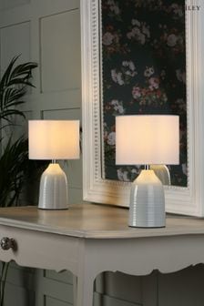 Set of 2 Cream Penny Complete Ceramic Table Lamps