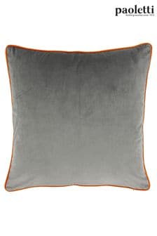 Riva Paoletti Grey/Clementine Orange Meridian Velvet Polyester Filled Cushion