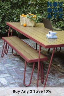 Novogratz Red Paulette Outdoor Table and Bench Set (M50971) | £500