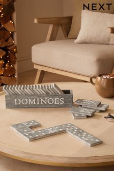 Grey Geo Wooden Dominos Game Ornament